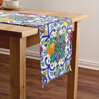 Mediterranean Mosaic lemon fruit Medium Table Runner