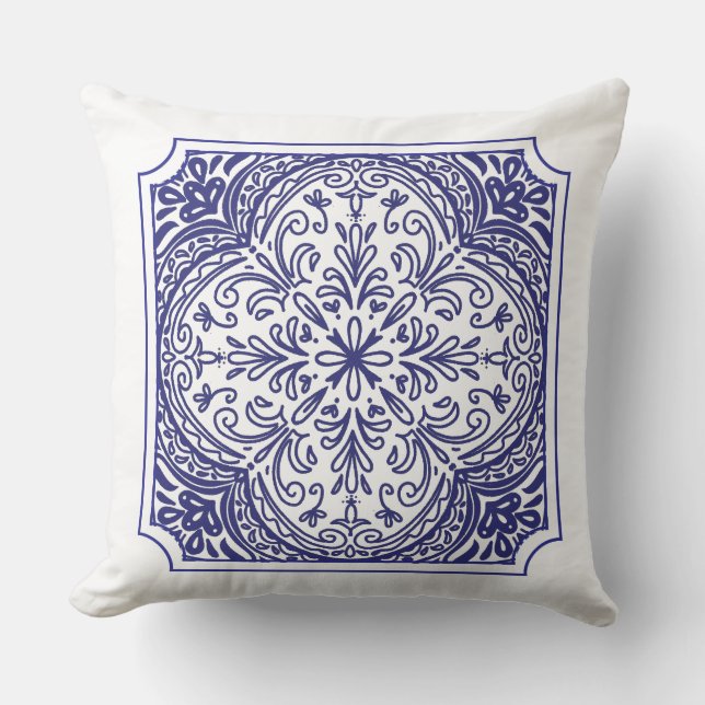 Mediterranean Mosaic Throw Pillow (Front)
