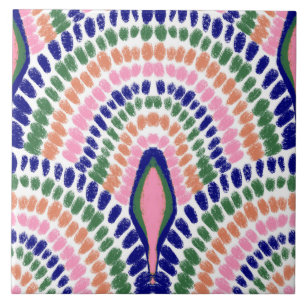 Mediterranean Multicolored Mosaic-Painted Scallops Tile