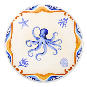 Mediterranean Octopus Ceramic Knob