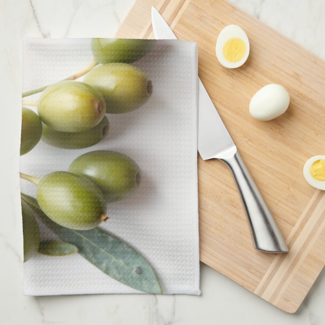 Mediterranean Olive Branch Kitchen Towel (Quarter Fold)