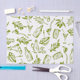 Mediterranean Olive Green Classic Cottage Pattern Tissue Paper