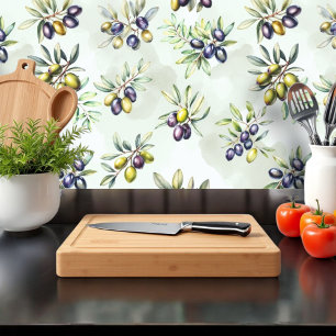 Mediterranean Olive Grove Watercolor Wallpaper