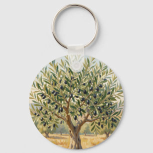 Mediterranean Olive Tree Landscape Keychain