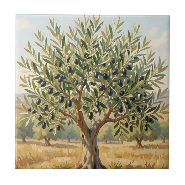 Mediterranean Olive Tree Landscape  Tile (Front)