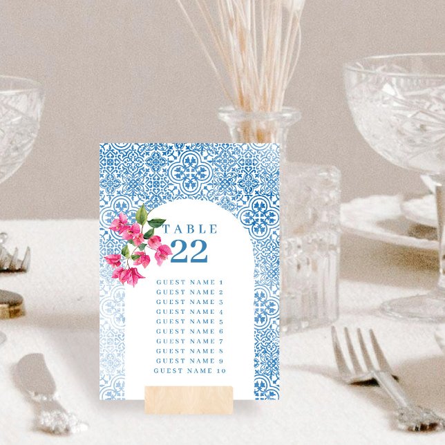 Mediterranean pattern Seating chart Number card (Creator Uploaded)