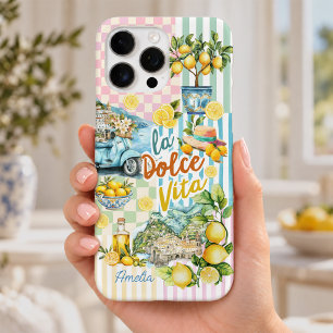 Mediterranean pink Turquoise Citrus Collage iPhone 16 Pro Max Case