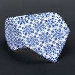 Mediterranean Portuguese Blue Tile Detail Tie<br><div class="desc">Elegant blue and white Portuguese ceramic tile featuring a central round medallion and simple round floral ornaments in each corner. Inspired by classic Lisbon tilework,  this clean and timeless design is perfect for customization — ideal for names,  dates,  or meaningful phrases.</div>