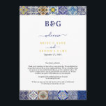 Mediterranean Portuguese Tiles Wedding Itinerary Program<br><div class="desc">A modern yet rustic Mediterranean Portuguese tiles pattern wedding design. A colourful Mediterranean themed design that uses different vintage tile designs to create an elegant summer wedding design. A charming Portuguese, Italian and Spanish influenced Mediterranean tiles design using classy script typography. An elegant Portuguese tiles themed wedding Itinerary program card...</div>