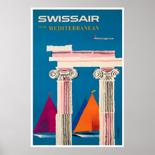 Mediterranean Print Swiss Air Travel Poster Middle