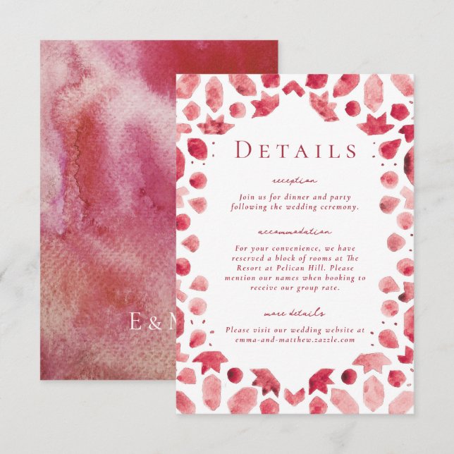 Mediterranean Red Tiles Wedding Details Enclosure Card (Front/Back)