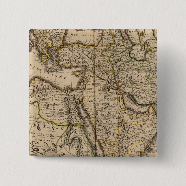 Mediterranean Region 2 Inch Square Button (Front)