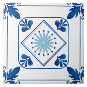Mediterranean Rosette (Light Blue) Ceramic Tile