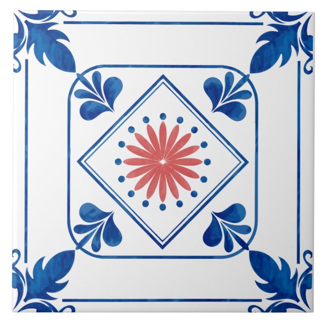 Mediterranean Rosette (Pink) Ceramic Tile (Front)