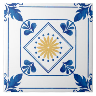 Mediterranean Rosette (Yellow) Ceramic Tile