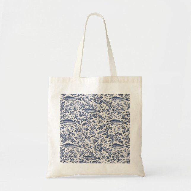 Mediterranean Sardine Chinoiserie Tote Bag (Devant)
