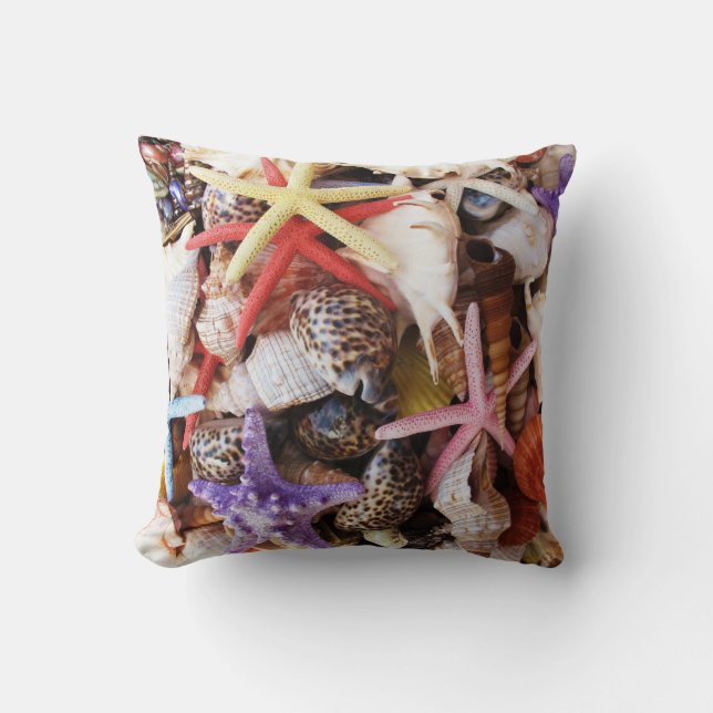 Mediterranean sea shells throw pillow (Front)