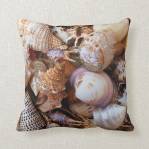 Mediterranean sea shells throw pillow