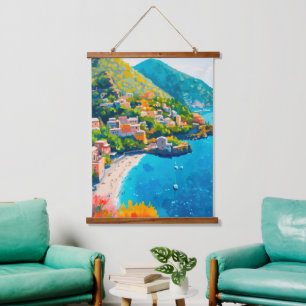 Mediterranean Sea Town Hanging Tapestry