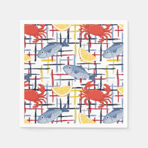 Mediterranean Seafood Market Pattern (1) Napkin