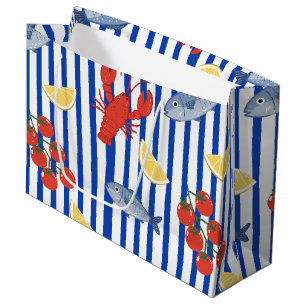 Mediterranean Seafood Market Pattern (2) Large Gift Bag