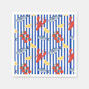 Mediterranean Seafood Market Pattern (2) Napkin