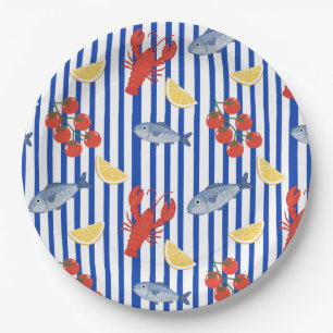Mediterranean Seafood Market Pattern (2) Paper Plate