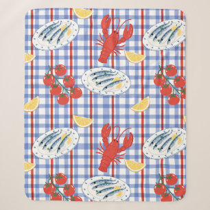 Mediterranean Seafood Market Pattern (3) Sherpa Blanket