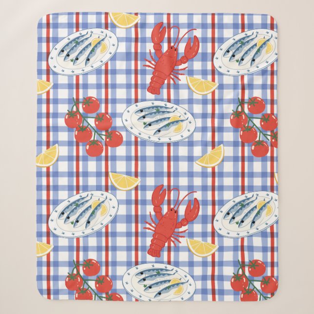 Mediterranean Seafood Market Pattern (3) Sherpa Blanket (Front)