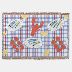 Mediterranean Seafood Market Pattern (3) Throw Blanket