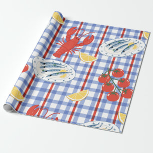 Mediterranean Seafood Market Pattern (3) Wrapping Paper