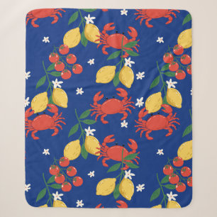 Mediterranean Seafood Market Pattern (4) Sherpa Blanket