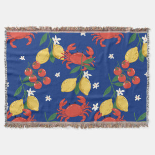 Mediterranean Seafood Market Pattern (4) Throw Blanket