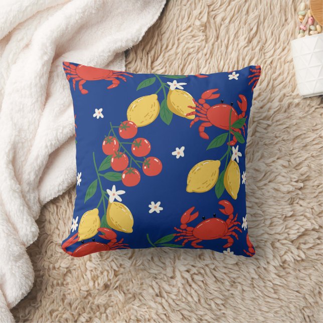 Mediterranean Seafood Market Pattern (4) Throw Pillow (Blanket)
