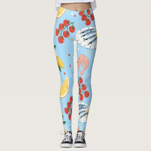 Mediterranean Seafood Market Pattern (5) Leggings