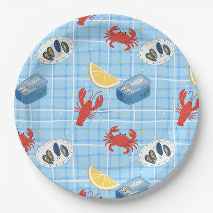 Mediterranean Seafood Market Pattern (6) Paper Plate