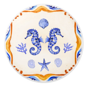 Mediterranean Seahorses Ceramic Knob