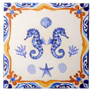 Mediterranean Seahorses Tile