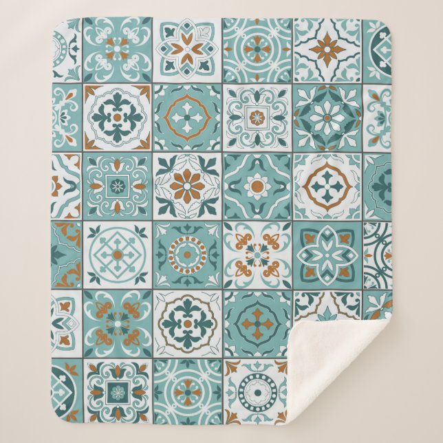 Mediterranean seamless pattern from Moroccan tiles Sherpa Blanket (Front)