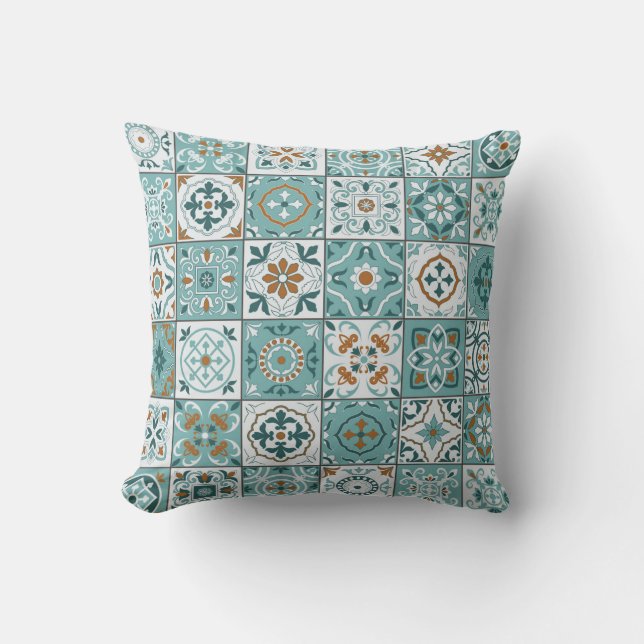 Mediterranean seamless pattern from Moroccan tiles Throw Pillow (Front)