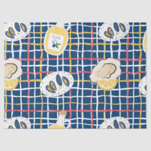 Mediterranean Shellfish and Olive Oil Pattern Tissue Paper