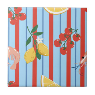 Mediterranean Shrimp and Citrus Pattern Tile