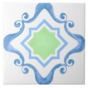 Mediterranean Star Blue & Green Ceramic Tile
