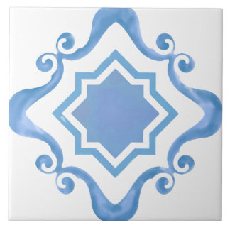 Mediterranean Star in Blues Ceramic Tile