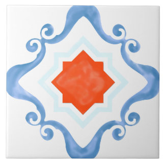 Mediterranean Star Red & Blue Ceramic Tile