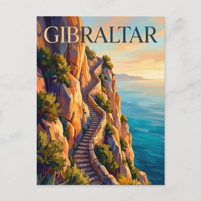 Mediterranean Steps, Gibraltar, Upper Rock Postcard (Front)