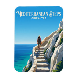 Mediterranean Steps, Upper Rock, Gibraltar Magnet