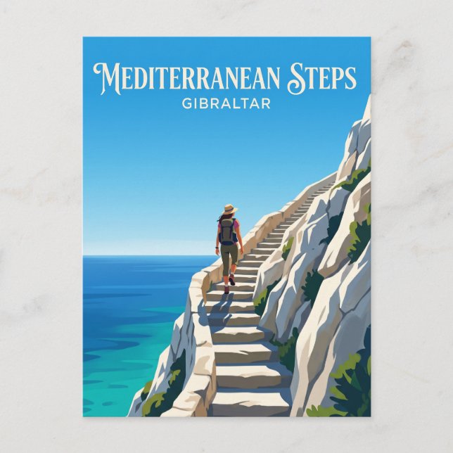 Mediterranean Steps, Upper Rock, Gibraltar Postcard (Front)