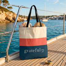 Mediterranean Striped Navy Coral Grateful Tote