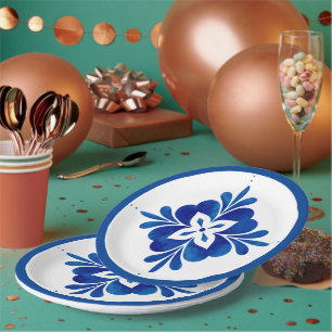 Mediterranean Style Floral Paper Plate